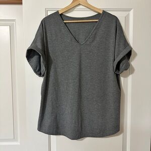 Like New* SHEIN 🩷 Gray V-Neck Cuffed Sleeve